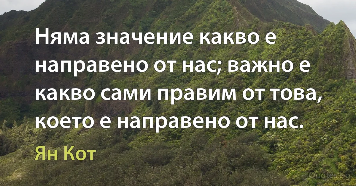 Няма значение какво е направено от нас; важно е какво сами правим от това, което е направено от нас. (Ян Кот)