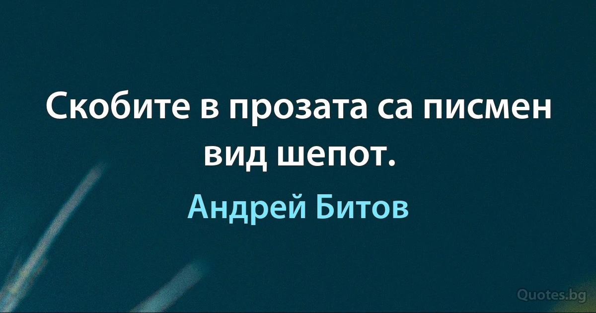 Скобите в прозата са писмен вид шепот. (Андрей Битов)