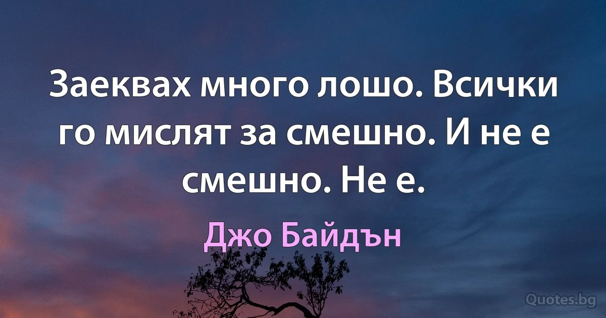 Заеквах много лошо. Всички го мислят за смешно. И не е смешно. Не е. (Джо Байдън)