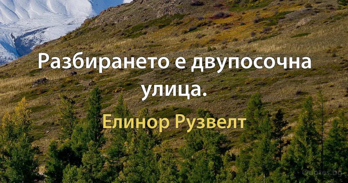 Разбирането е двупосочна улица. (Елинор Рузвелт)