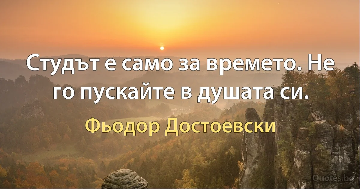 Студът е само за времето. Не го пускайте в душата си. (Фьодор Достоевски)