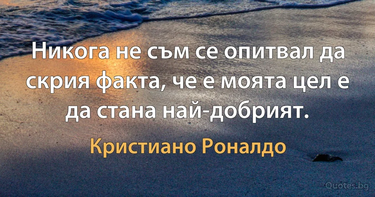 Никога не съм се опитвал да скрия факта, че е моята цел е да стана най-добрият. (Кристиано Роналдо)