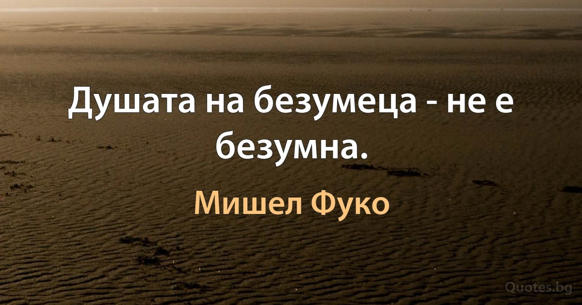 Душата на безумеца - не е безумна. (Мишел Фуко)