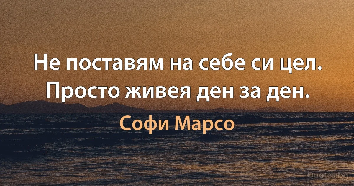 Не поставям на себе си цел. Просто живея ден за ден. (Софи Марсо)