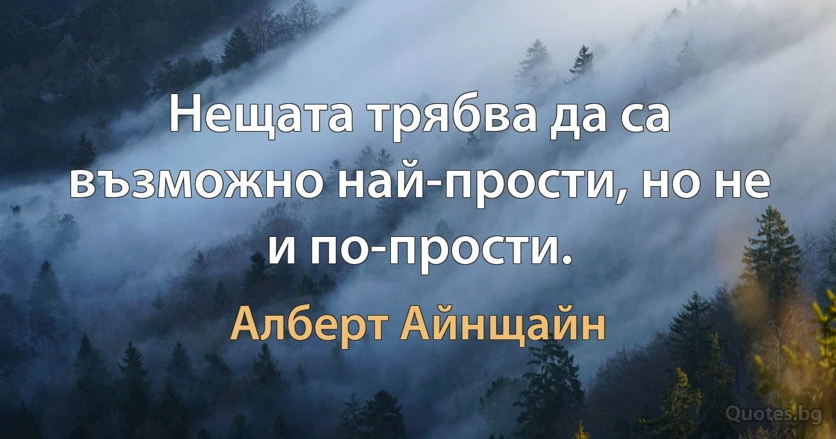 Нещата трябва да са възможно най-прости, но не и по-прости. (Алберт Айнщайн)