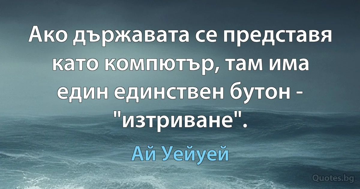 Ако държавата се представя като компютър, там има един единствен бутон - "изтриване". (Ай Уейуей)