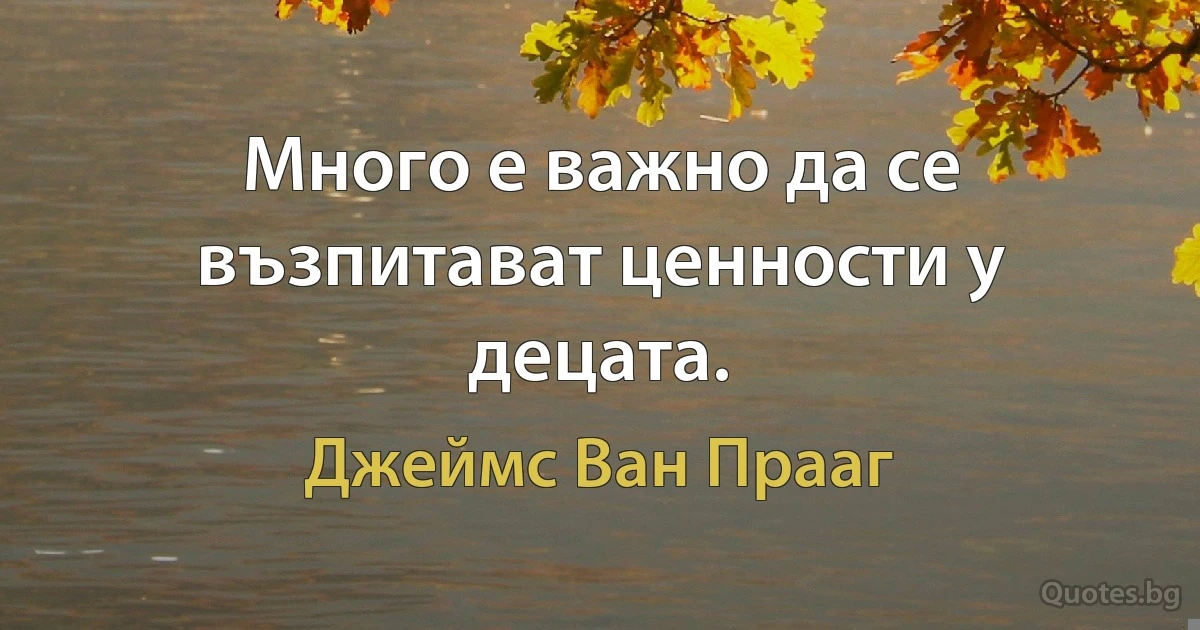 Много е важно да се възпитават ценности у децата. (Джеймс Ван Прааг)