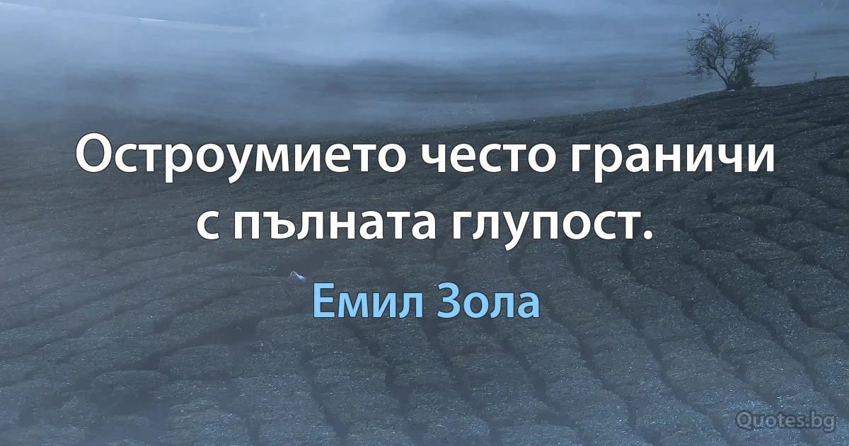 Остроумието често граничи с пълната глупост. (Емил Зола)