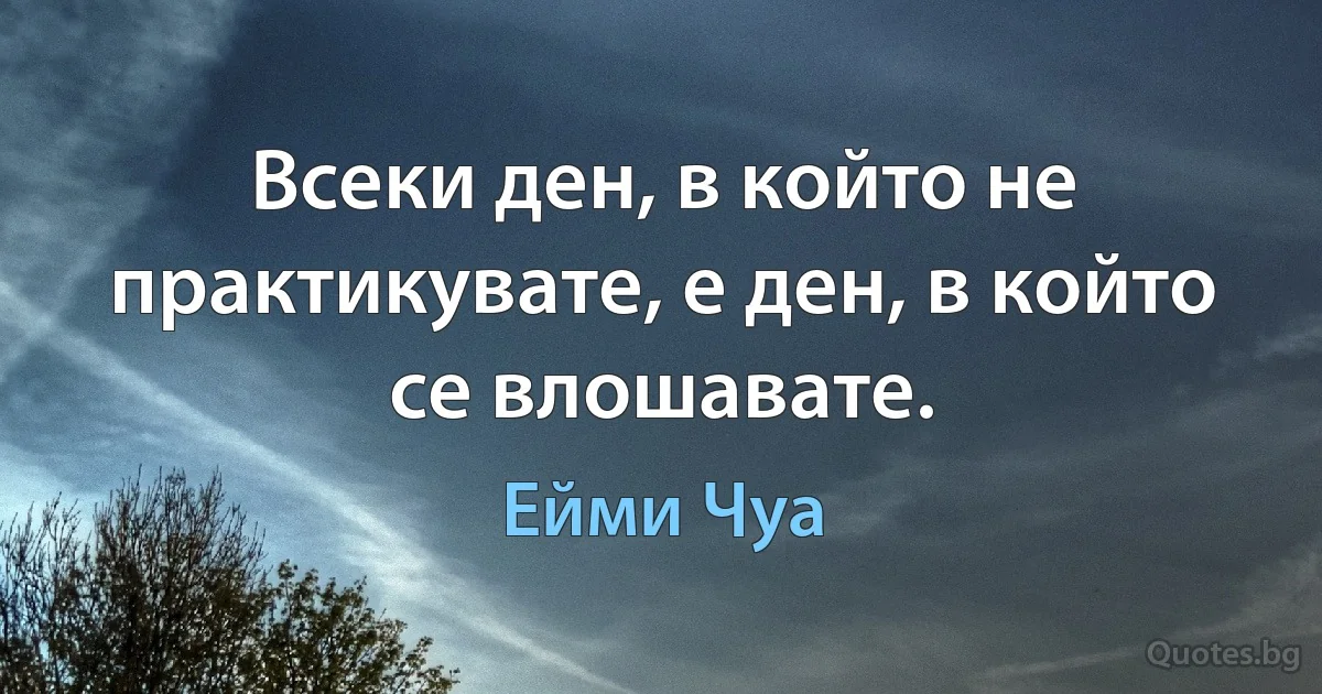 Всеки ден, в който не практикувате, е ден, в който се влошавате. (Ейми Чуа)