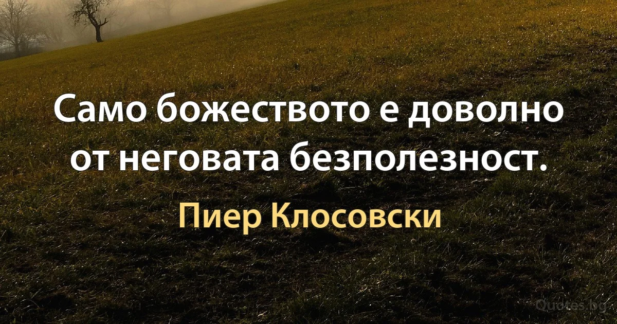 Само божеството е доволно от неговата безполезност. (Пиер Клосовски)