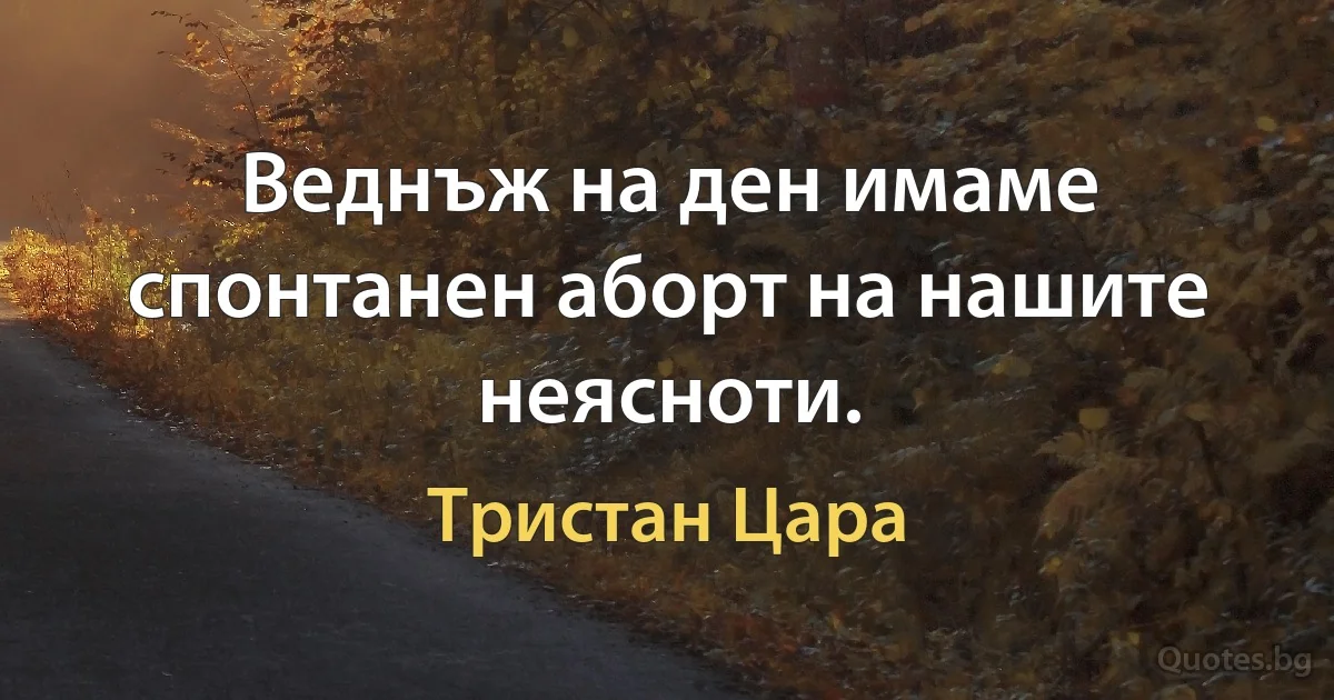 Веднъж на ден имаме спонтанен аборт на нашите неясноти. (Тристан Цара)