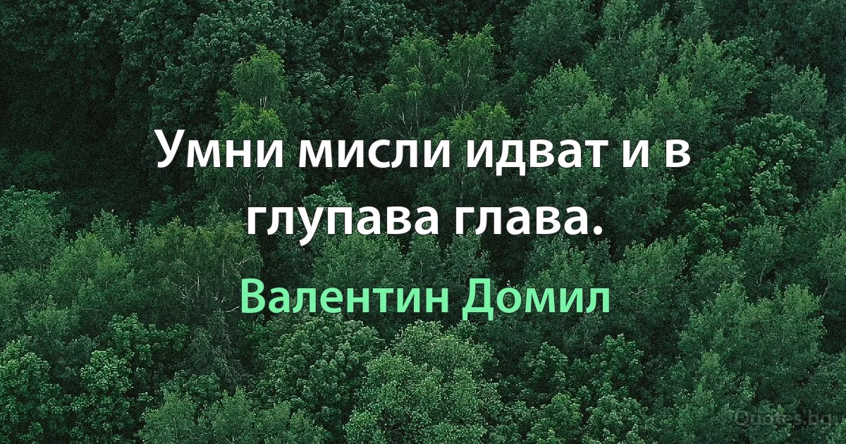 Умни мисли идват и в глупава глава. (Валентин Домил)