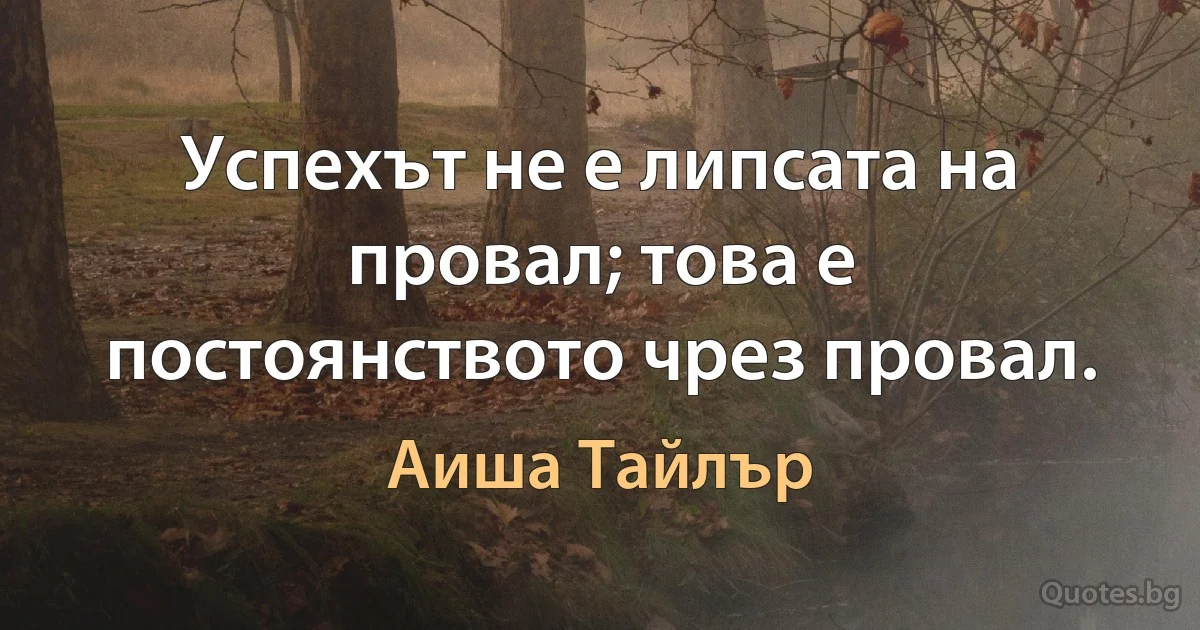 Успехът не е липсата на провал; това е постоянството чрез провал. (Аиша Тайлър)