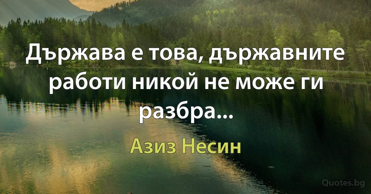 Държава е това, държавните работи никой не може ги разбра... (Азиз Несин)