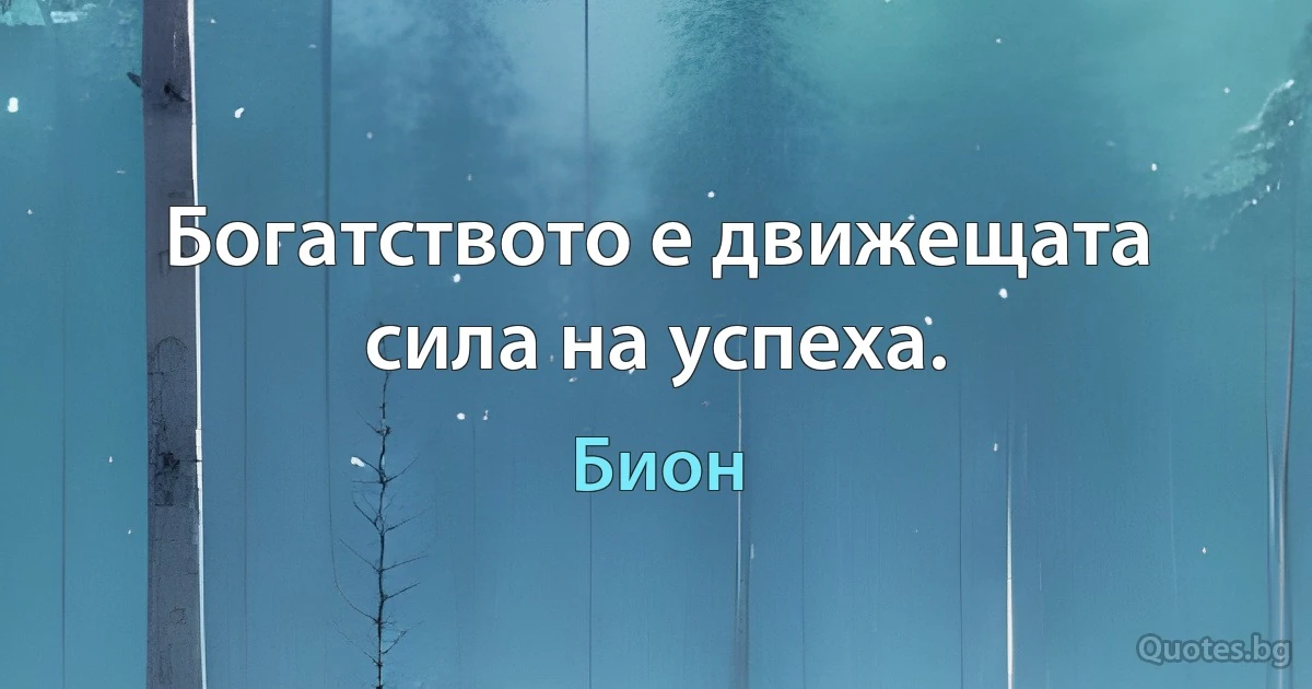 Богатството е движещата сила на успеха. (Бион)