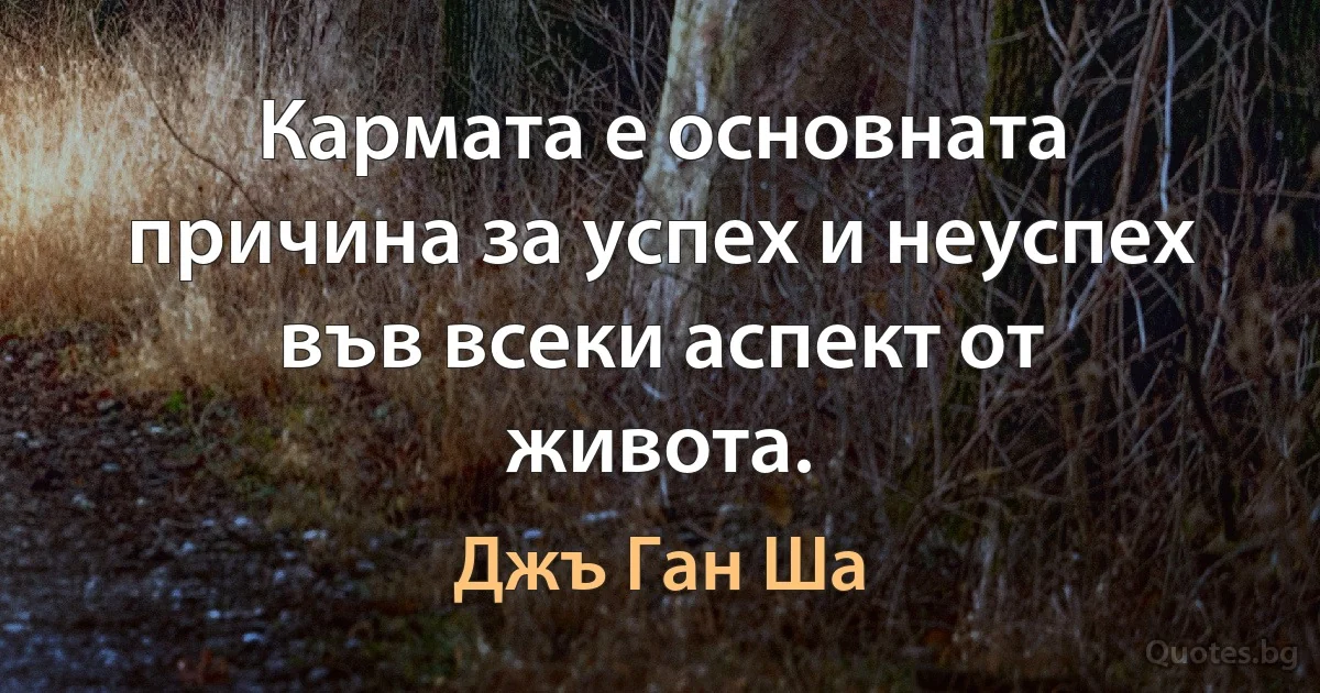 Кармата е основната причина за успех и неуспех във всеки аспект от живота. (Джъ Ган Ша)