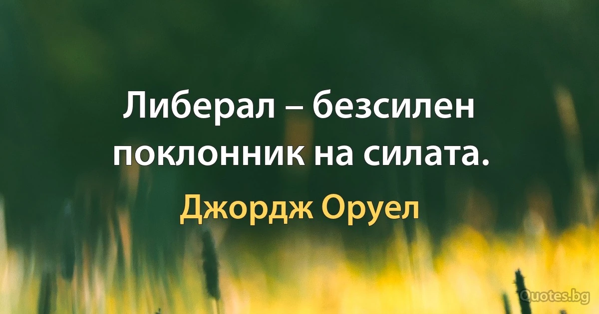 Либерал – безсилен поклонник на силата. (Джордж Оруел)