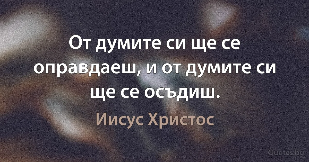 От думите си ще се оправдаеш, и от думите си ще се осъдиш. (Иисус Христос)