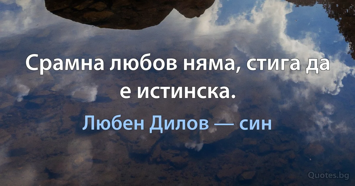 Срамна любов няма, стига да е истинска. (Любен Дилов — син)