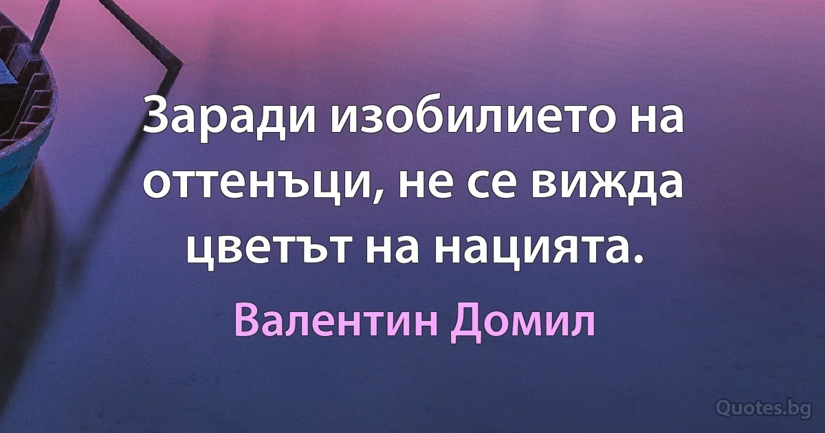 Заради изобилието на оттенъци, не се вижда цветът на нацията. (Валентин Домил)