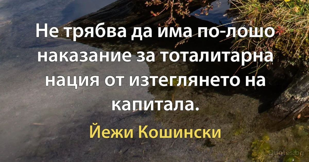 Не трябва да има по-лошо наказание за тоталитарна нация от изтеглянето на капитала. (Йежи Кошински)