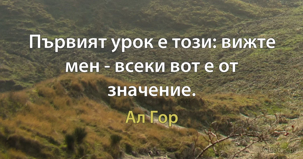 Първият урок е този: вижте мен - всеки вот е от значение. (Ал Гор)