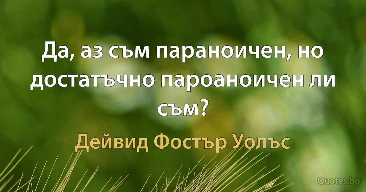 Да, аз съм параноичен, но достатъчно пароаноичен ли съм? (Дейвид Фостър Уолъс)