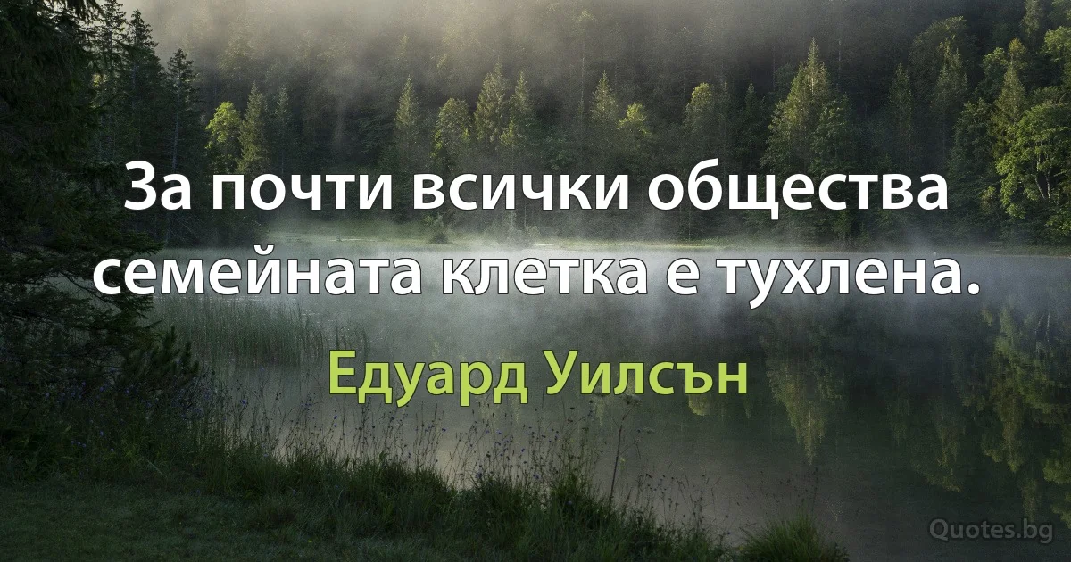 За почти всички общества семейната клетка е тухлена. (Едуард Уилсън)