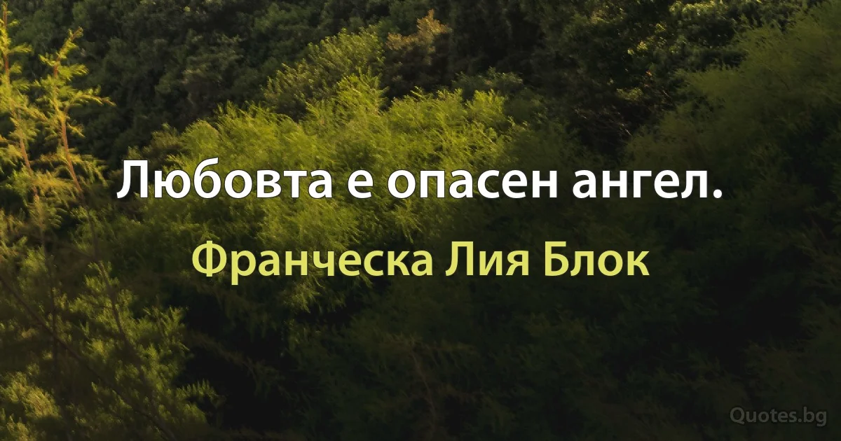 Любовта е опасен ангел. (Франческа Лия Блок)