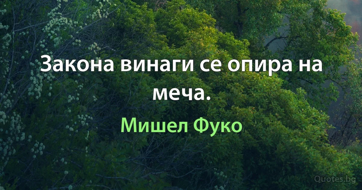 Закона винаги се опира на меча. (Мишел Фуко)