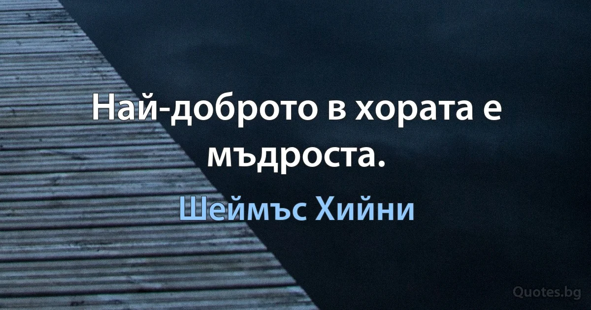 Най-доброто в хората е мъдроста. (Шеймъс Хийни)