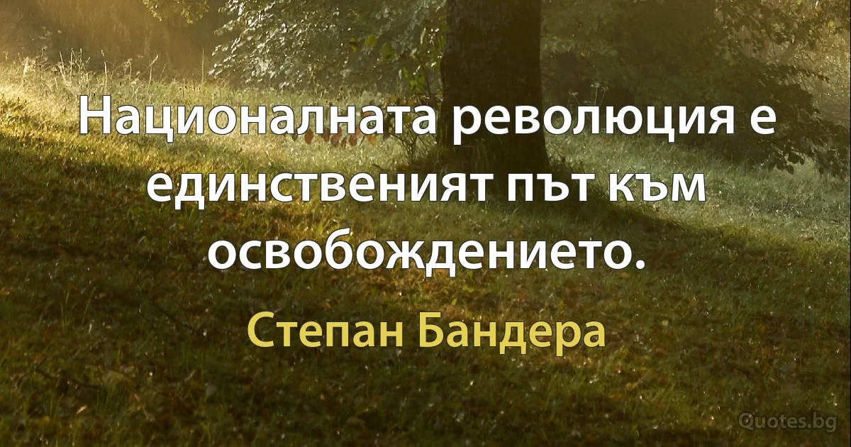 Националната революция е единственият път към освобождението. (Степан Бандера)