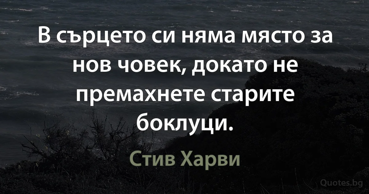 В сърцето си няма място за нов човек, докато не премахнете старите боклуци. (Стив Харви)