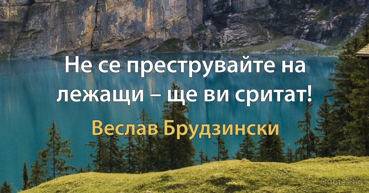 Не се преструвайте на лежащи – ще ви сритат! (Веслав Брудзински)