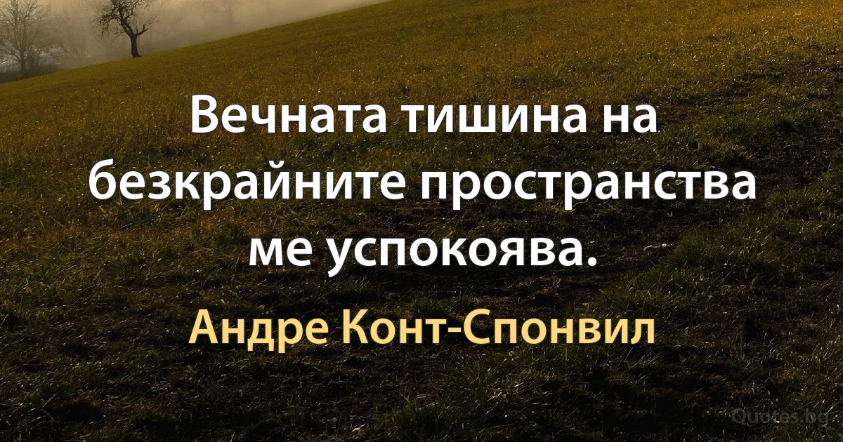 Вечната тишина на безкрайните пространства ме успокоява. (Андре Конт-Спонвил)