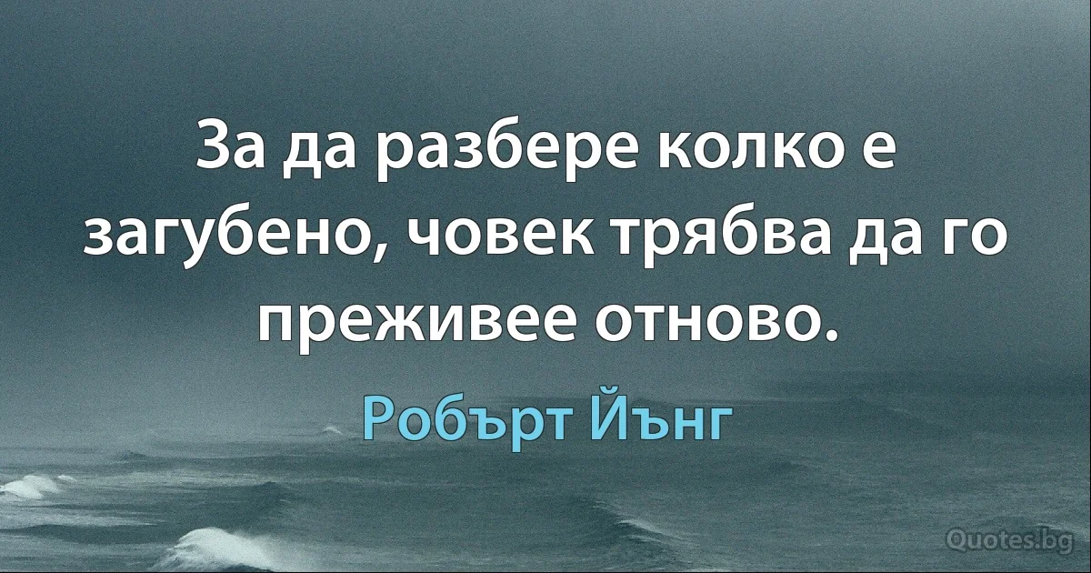 За да разбере колко е загубено, човек трябва да го преживее отново. (Робърт Йънг)