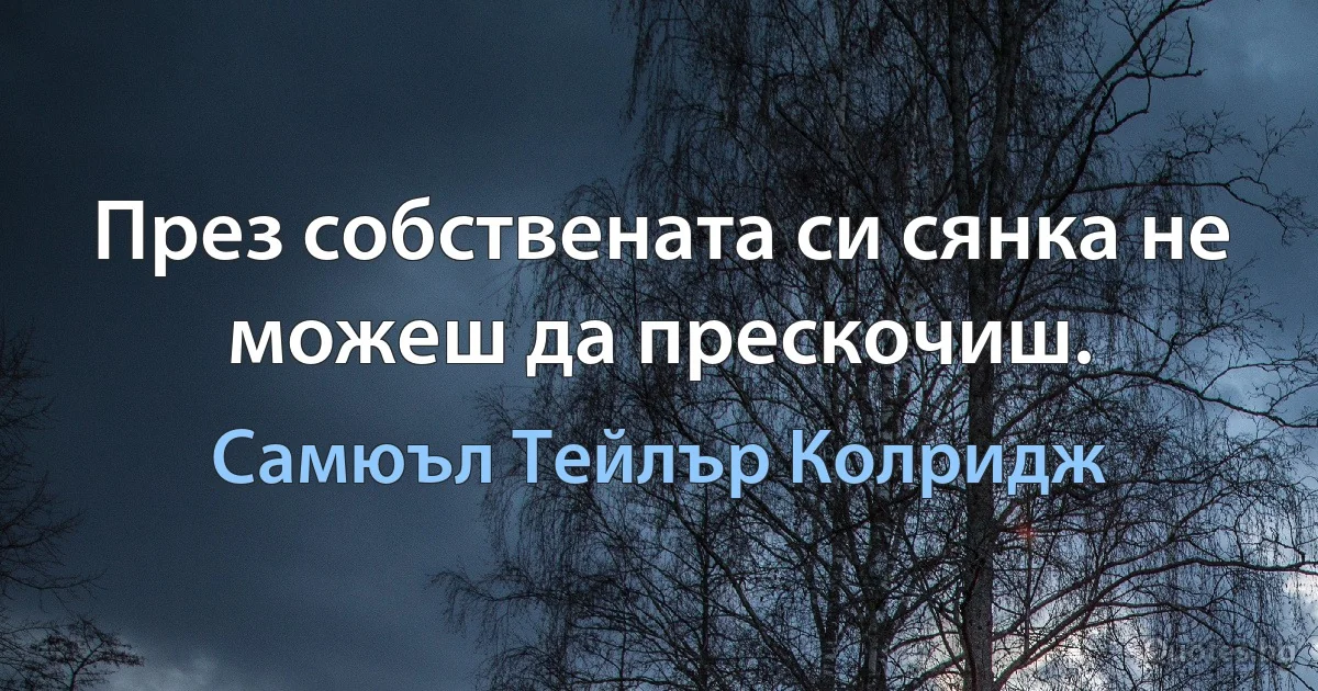 През собствената си сянка не можеш да прескочиш. (Самюъл Тейлър Колридж)