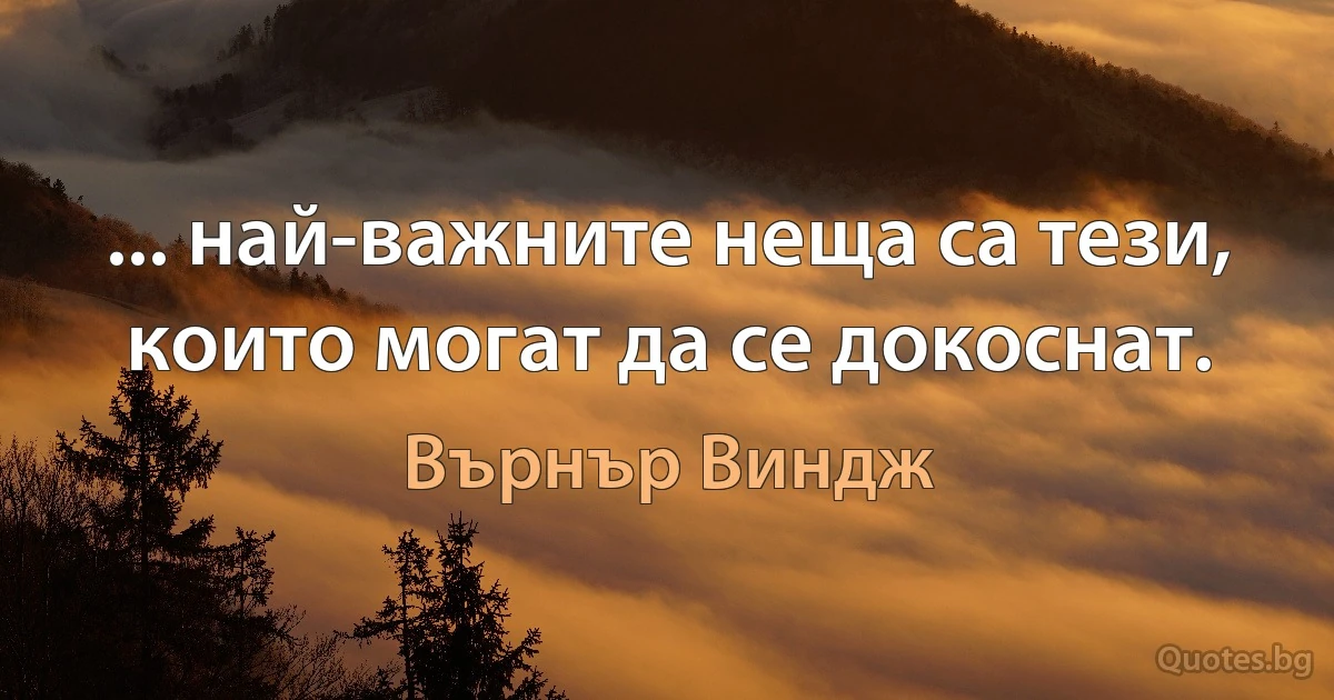 ... най-важните неща са тези, които могат да се докоснат. (Върнър Виндж)