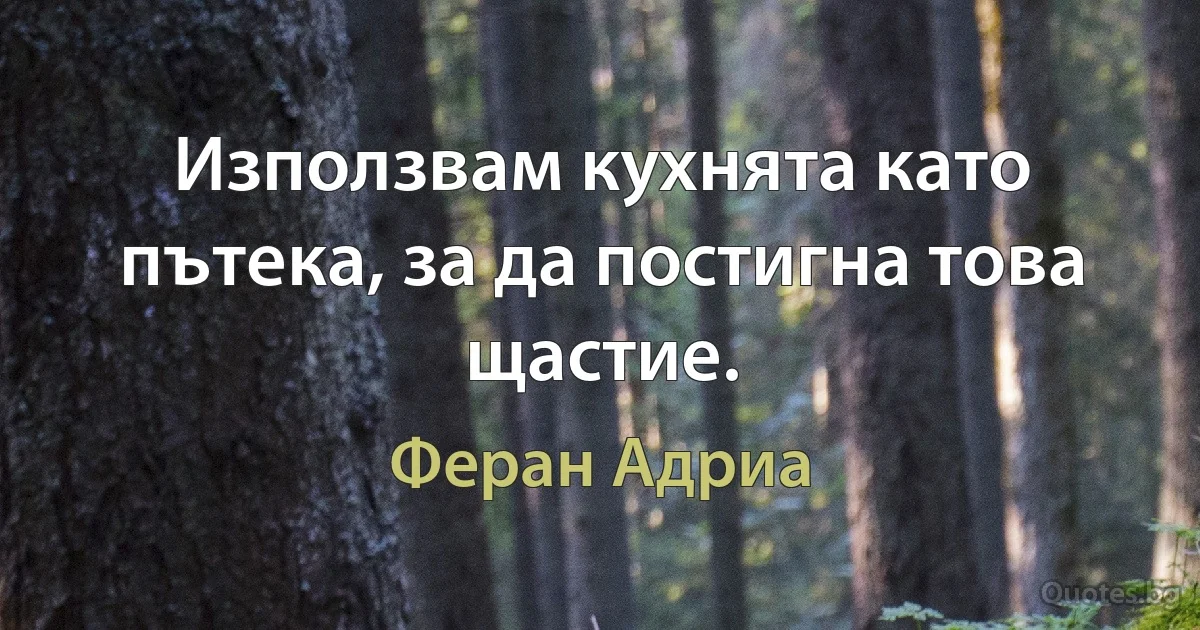 Използвам кухнята като пътека, за да постигна това щастие. (Феран Адриа)