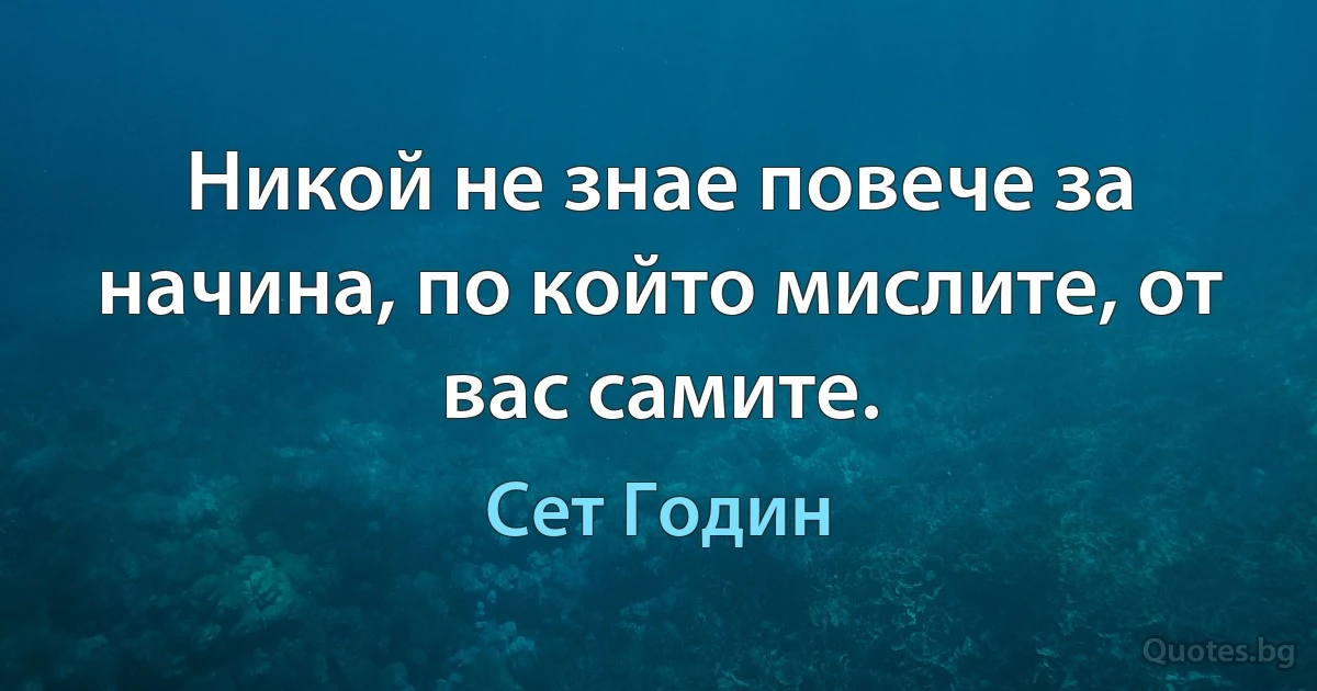 Никой не знае повече за начина, по който мислите, от вас самите. (Сет Годин)