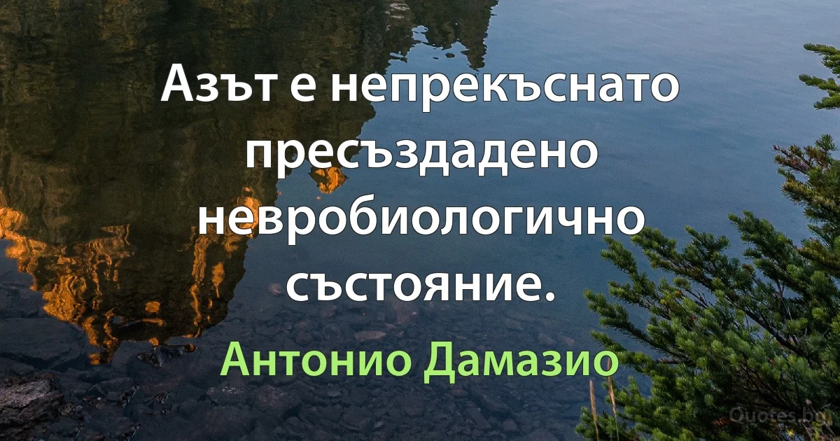 Азът е непрекъснато пресъздадено невробиологично състояние. (Антонио Дамазио)