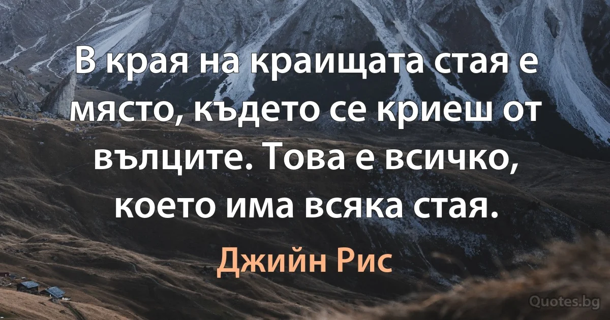 В края на краищата стая е място, където се криеш от вълците. Това е всичко, което има всяка стая. (Джийн Рис)