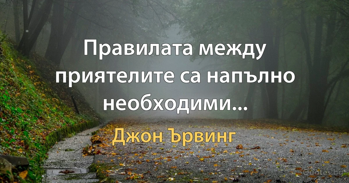 Правилата между приятелите са напълно необходими... (Джон Ървинг)