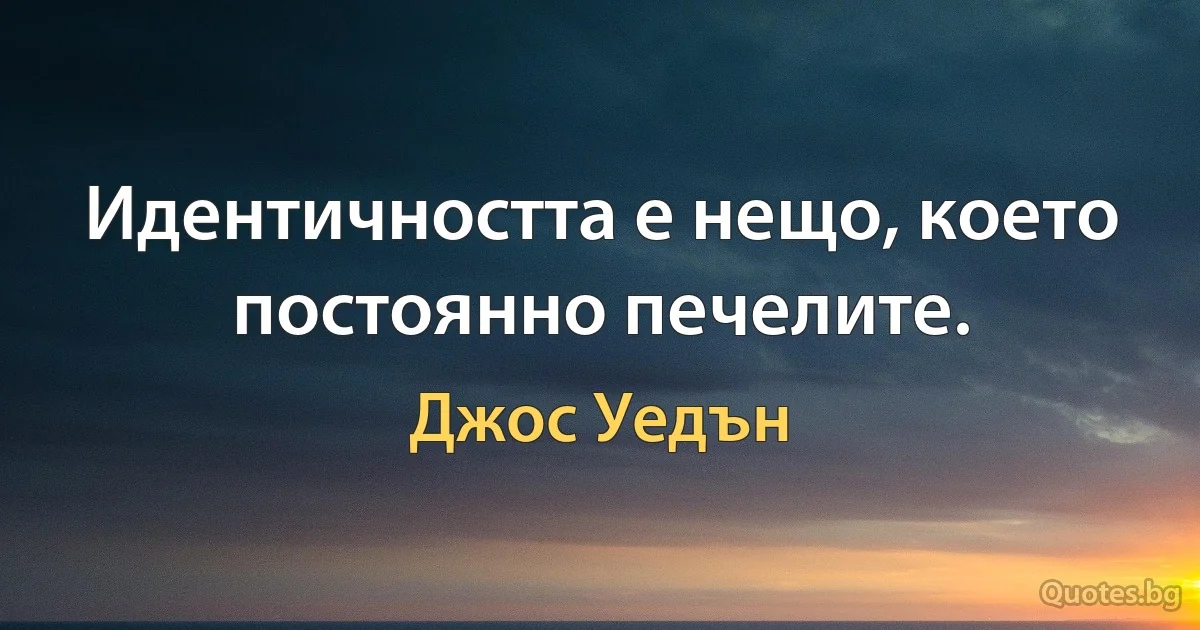 Идентичността е нещо, което постоянно печелите. (Джос Уедън)