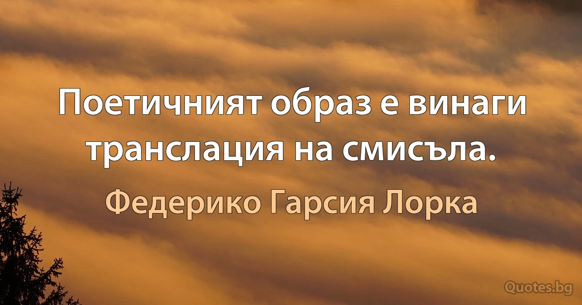 Поетичният образ е винаги транслация на смисъла. (Федерико Гарсия Лорка)