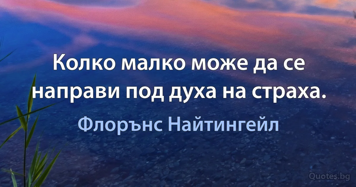 Колко малко може да се направи под духа на страха. (Флорънс Найтингейл)