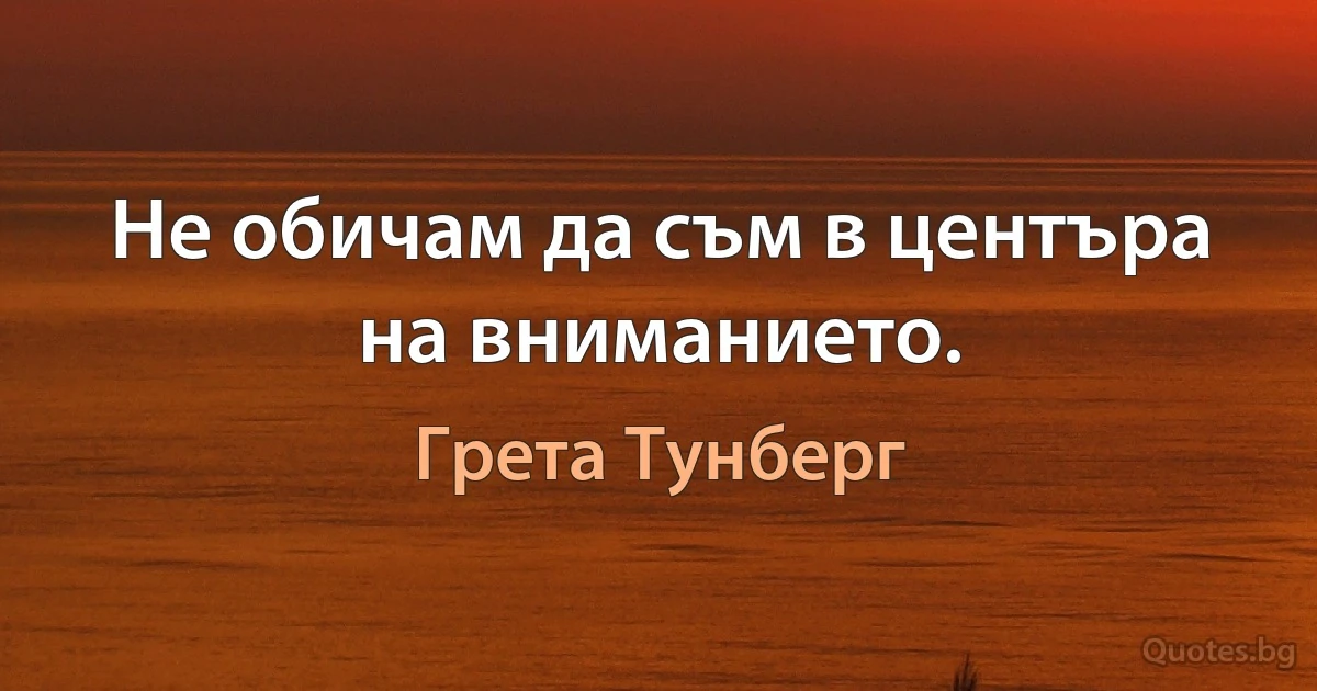 Не обичам да съм в центъра на вниманието. (Грета Тунберг)