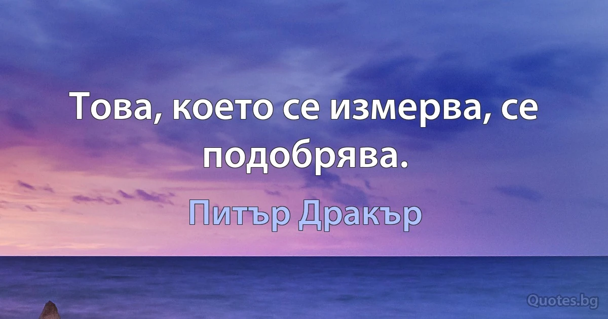 Това, което се измерва, се подобрява. (Питър Дракър)