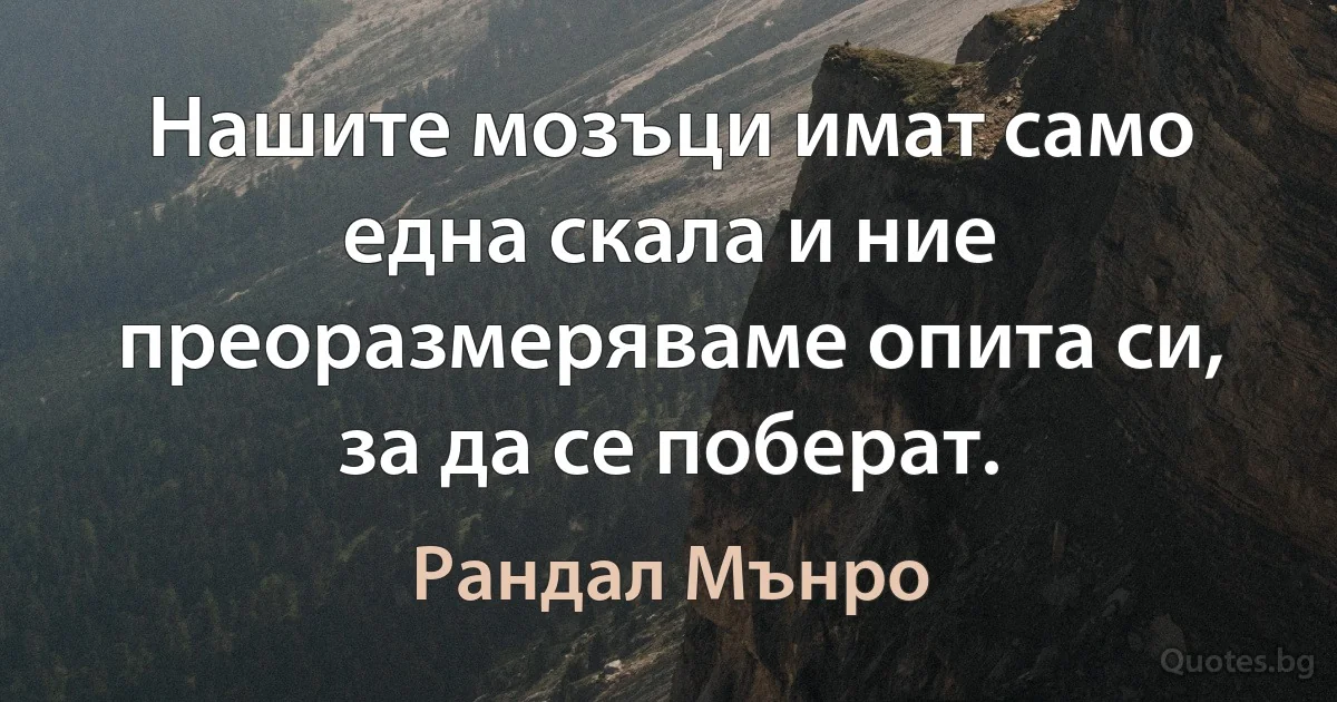 Нашите мозъци имат само една скала и ние преоразмеряваме опита си, за да се поберат. (Рандал Мънро)