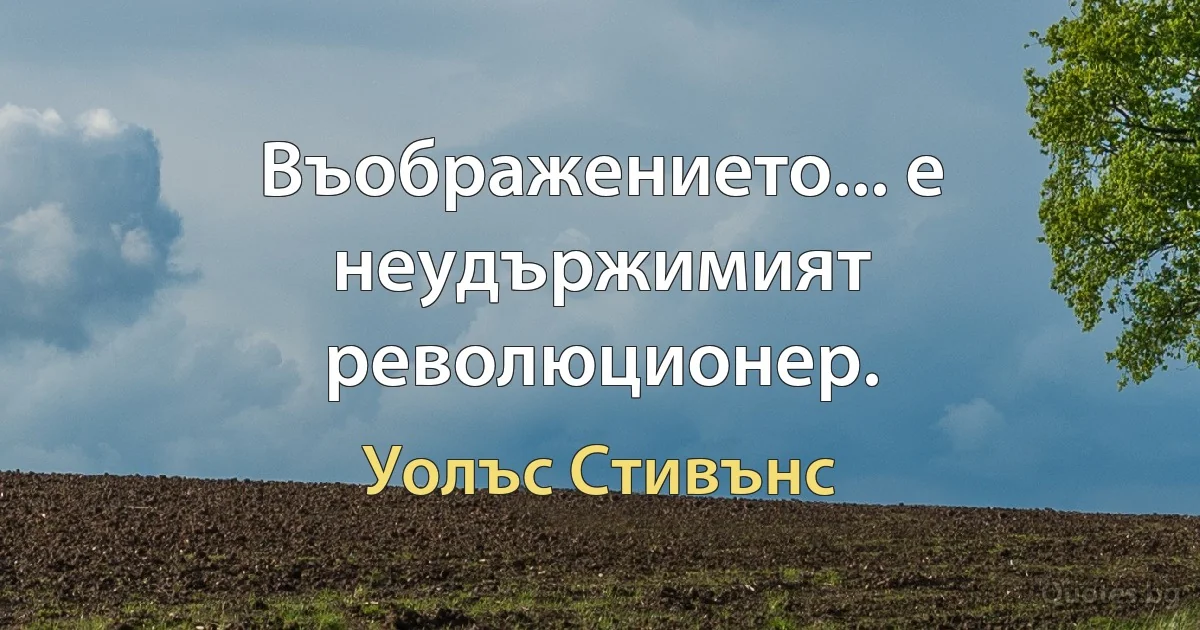 Въображението... е неудържимият революционер. (Уолъс Стивънс)